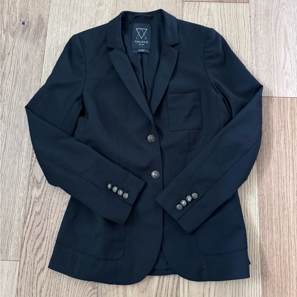 ARITZIA TALULA Exeter Boyfriend Blazer Wool Blend Jacket Black, size 8 - Picture 2 of 13